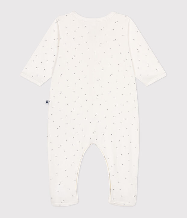 Pyjama b&eacute;b&eacute; en coton petites &eacute;toiles blanc/gris