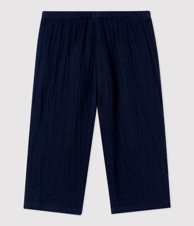 Pantalon en gaze de coton bio b&eacute;b&eacute; bleu marine
