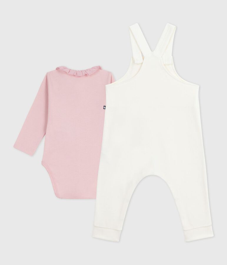 Ensemble salopette b&eacute;b&eacute; en coton uni et d&eacute;tails raffin&eacute;s MILK/ JOLI