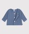 Cardigan b&eacute;b&eacute; tricot point mousse en coton uni bleu