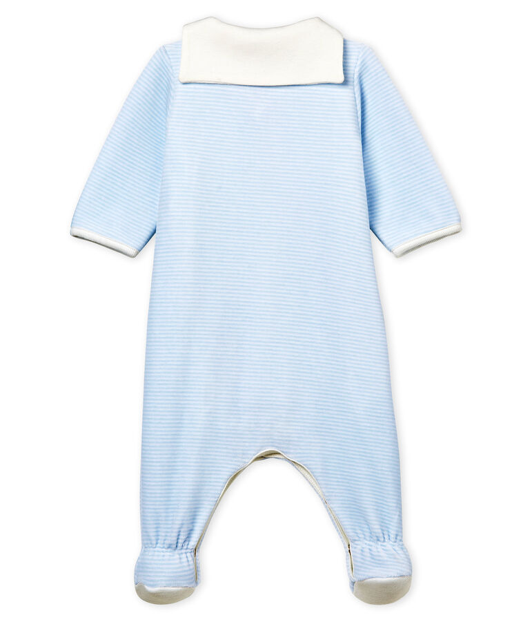 Bodyjama b&eacute;b&eacute; gar&ccedil;on en velours milleraies bleu FRAICHEUR/blanc ECUME