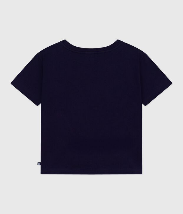 Tee-shirt enfant &agrave; manches courtes imprim&eacute; bleu marine