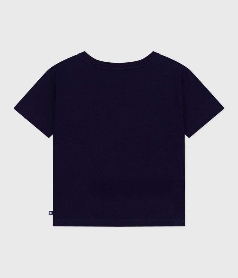 Tee-shirt enfant &agrave; manches courtes imprim&eacute; bleu SOIR
