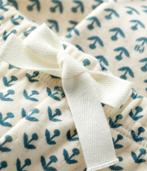 Pantalon en tubique b&eacute;b&eacute; &eacute;cru/vert