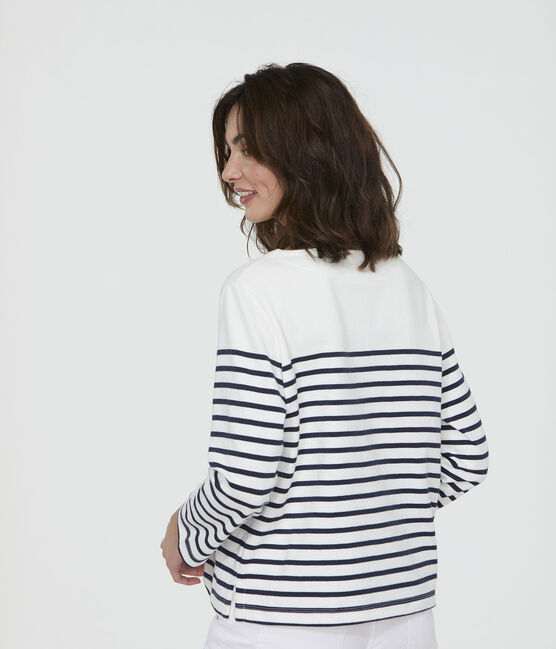 Marinière iconique femme blanc MARSHMALLOW/bleu SMOKING