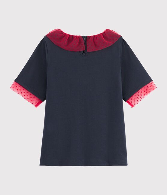 Tee-shirt brodé enfant fille bleu SMOKING