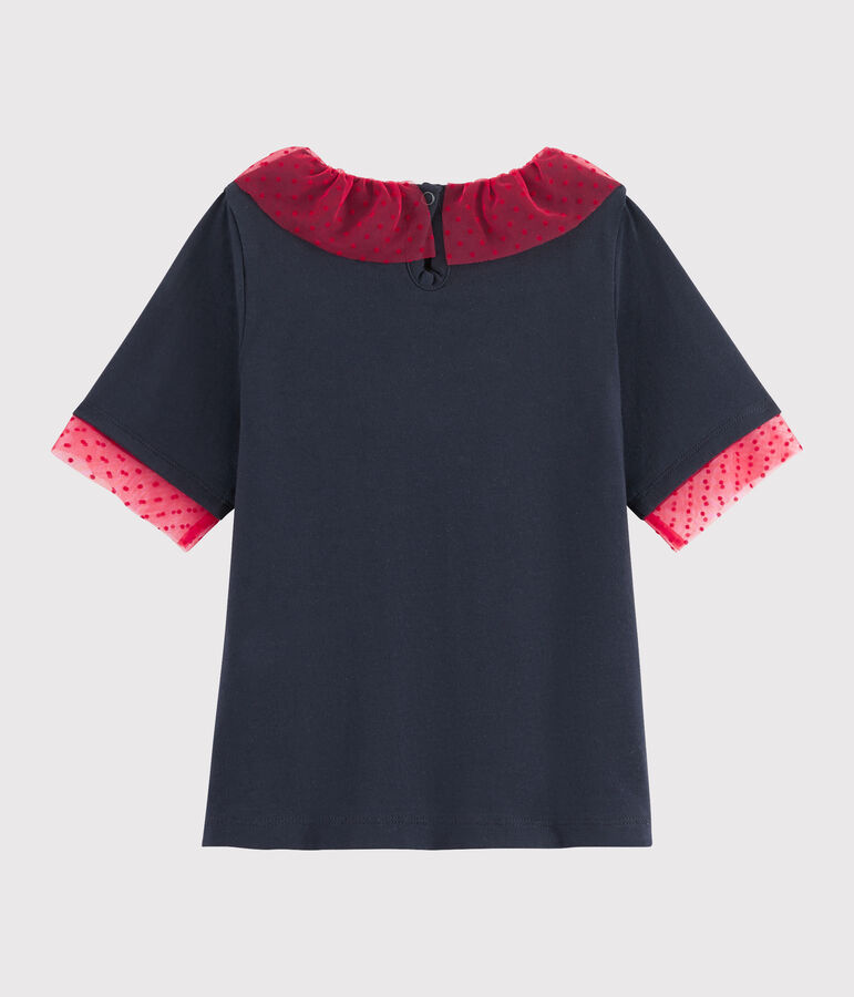 Tee-shirt brod&eacute; enfant fille bleu