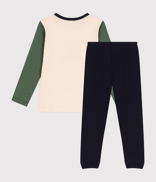 Pyjama uni en coton enfant bleu/multicouleur