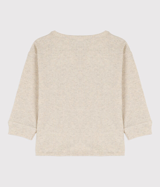 Tee-shirt manches longues bébé en maille côtelée beige MONTELIMAR CHINE