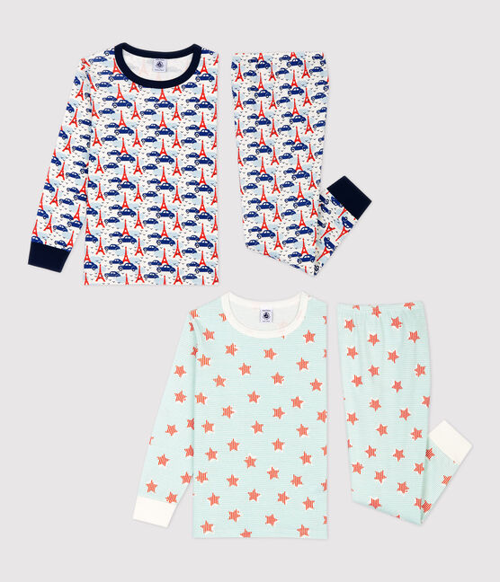 Lot de 2 pyjamas imprimés étoiles et Paris petit garçon en coton variante 1