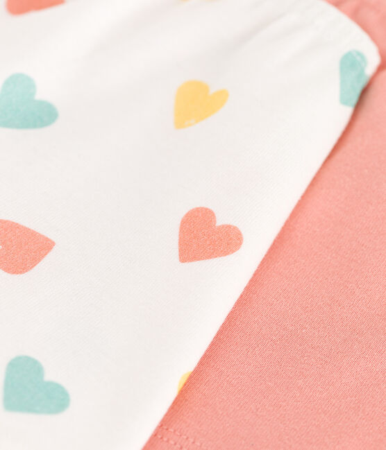 Lot de 2 shorties enfant en coton long imprimé cœurs variante 1