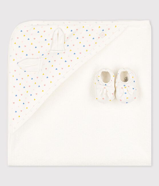 Carré de bain bébé en coton biologique blanc MARSHMALLOW/blanc MULTICO