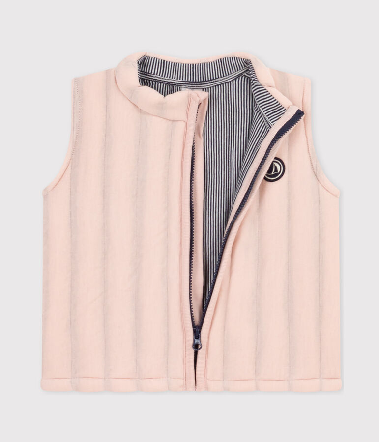 Veste sans manche en tubique matelass&eacute; b&eacute;b&eacute; rose SALINE