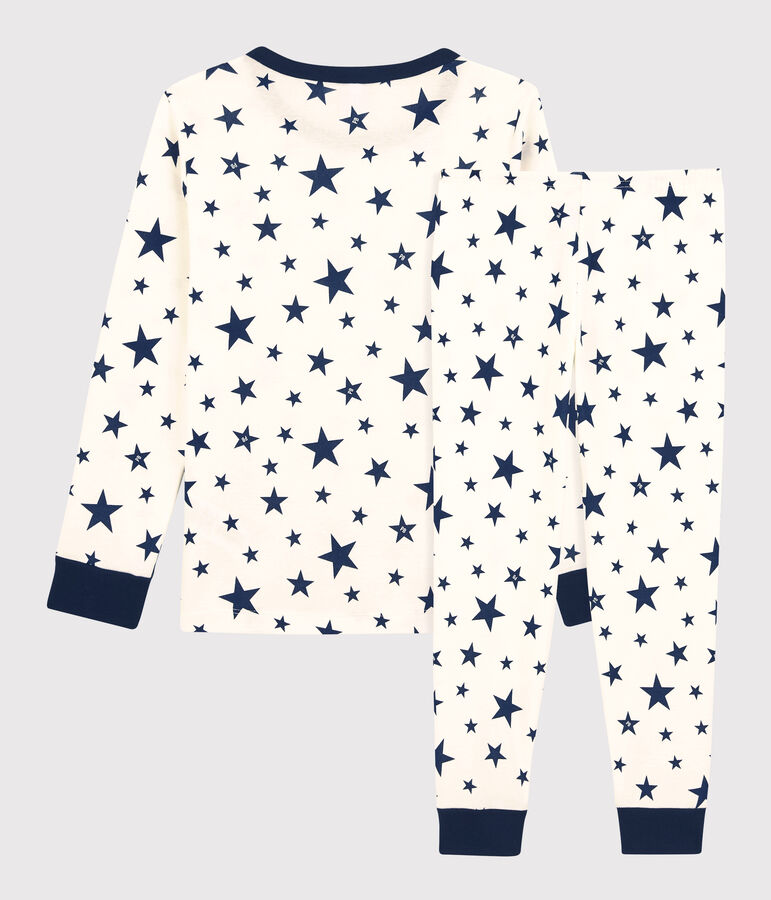 Pyjama &eacute;toiles en coton enfant blanc MARSHMALLOW/bleu MEDIEVAL
