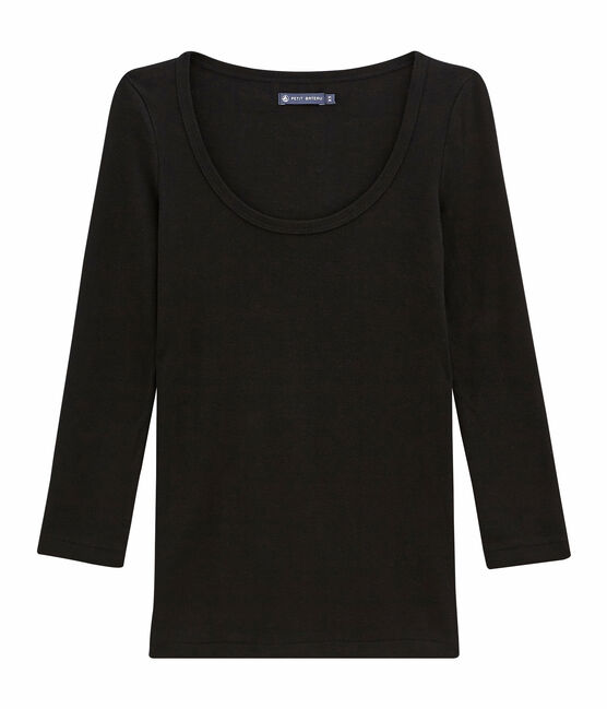 Tee-shirt manches 3/4 femme noir NOIR