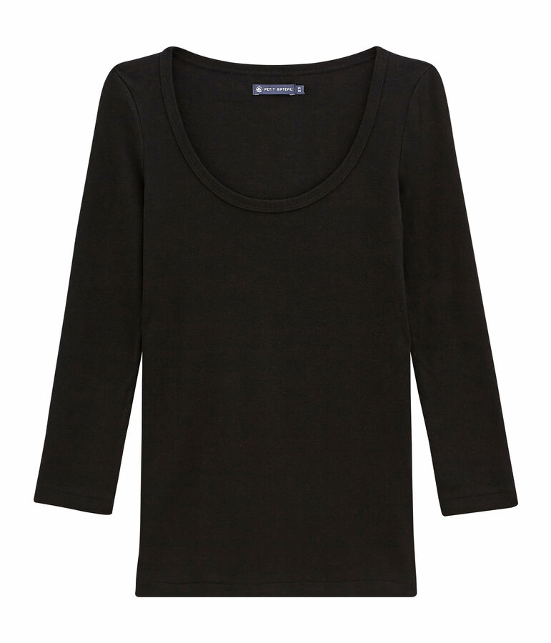 Tee-shirt manches 3/4 femme noir
