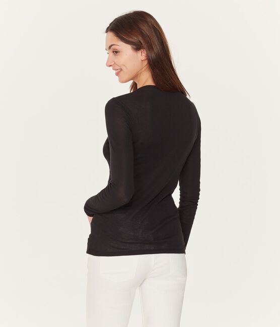 Tee shirt manches longues col danseuse femme noir NOIR
