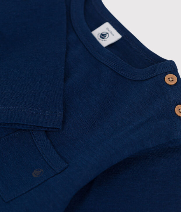 Tee-shirt manches longues b&eacute;b&eacute; en coton bleu fonc&eacute;