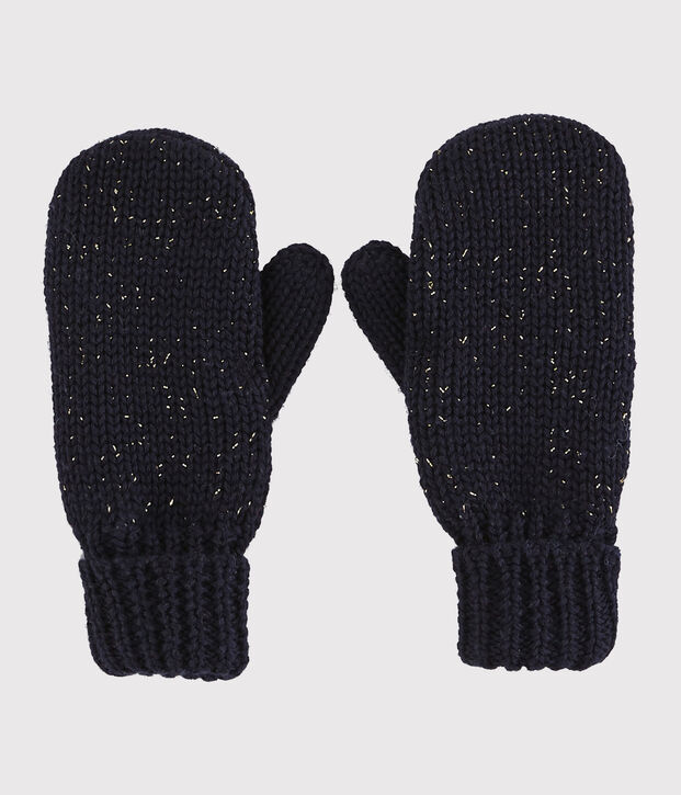 Moufles enfant fille bleu/jaune