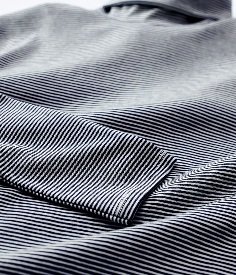 Tee-shirt col roul&eacute; L'ICONIQUE en coton BIO Femme bleu SMOKING/blanc MARSHMALLOW