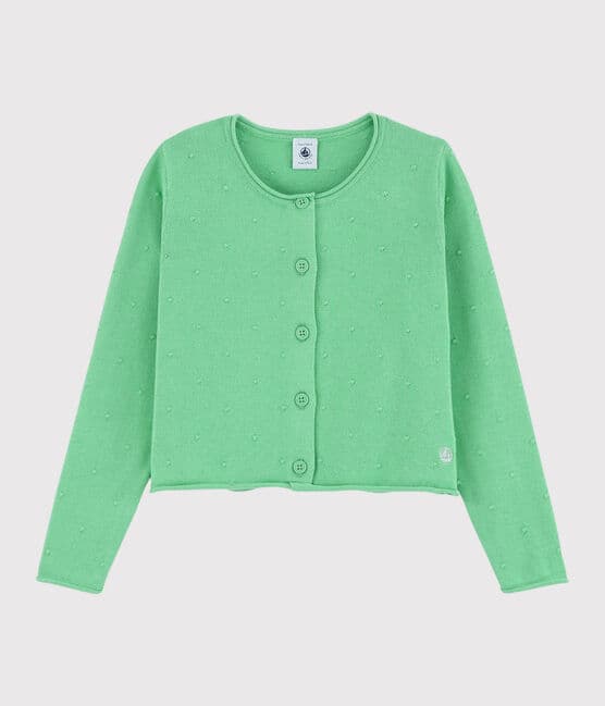 Cardigan en tricot coton enfant fille vert ALOEVERA
