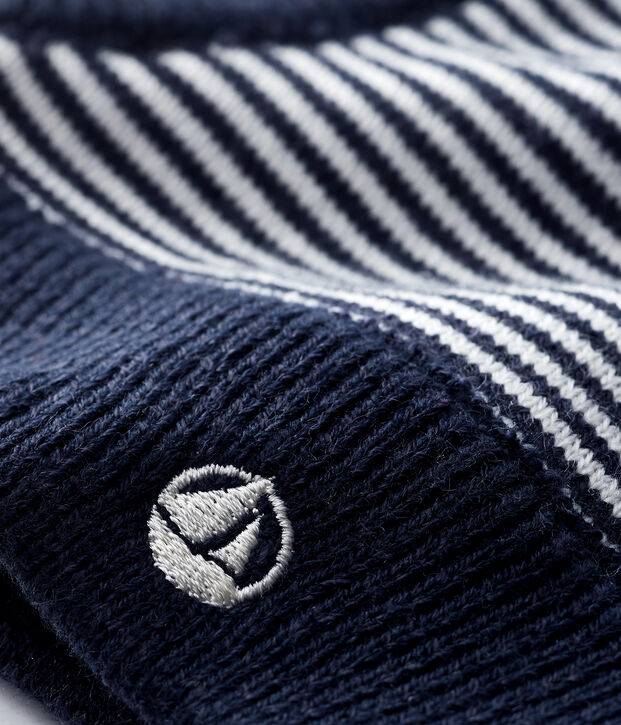 Cagoule b&eacute;b&eacute; fille/gar&ccedil;on &agrave; rayures bleu/blanc