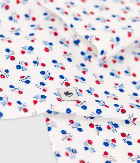Pyjama imprimé fleuri petite fille en coton blanc MARSHMALLOW/blanc MULTICO