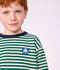 Tee-shirt enfant manches longues &agrave; rayures vert/beige/vert