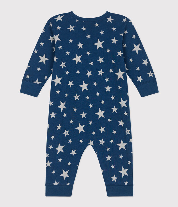 Pyjama b&eacute;b&eacute; sans pieds en coton bleu/blanc