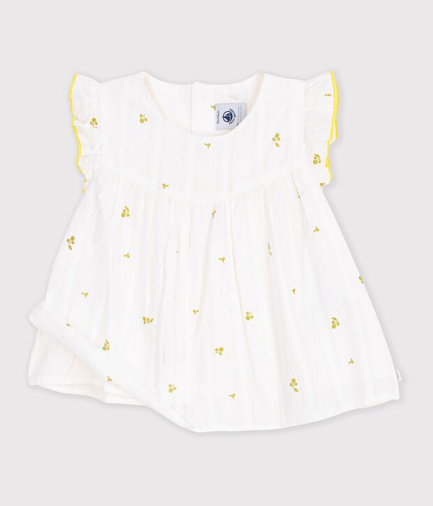 Blouse b&eacute;b&eacute; en coton sans manches en coton, imprim&eacute;e fleurs blanc/vert
