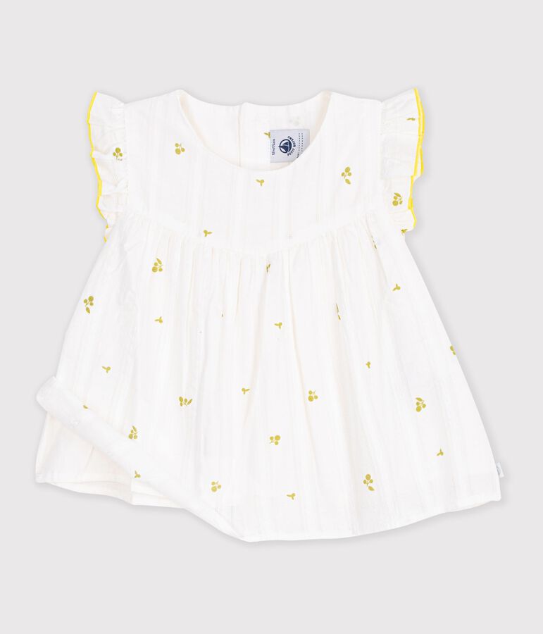 Blouse b&eacute;b&eacute; en coton sans manches en coton, imprim&eacute;e fleurs blanc/vert
