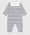 Pyjama bébé en coton sans pieds avec col bateau imprimé rayures blanc MARSHMALLOW/bleu SMOKING