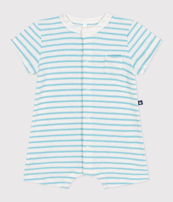 Combicourte bébé en coton éponge rayée bleu MARSHMALLOW/ AQUATIC