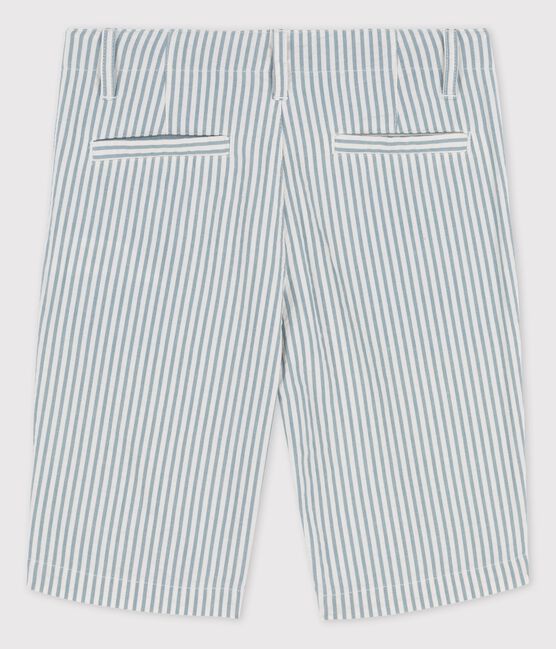 Bermuda en seersucker enfant garçon blanc MARSHMALLOW/bleu BRUT