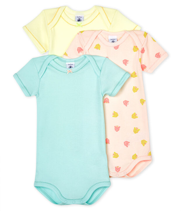 Lot de 3 bodies manches courtes panth&egrave;re b&eacute;b&eacute; fille multicouleur
