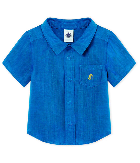 Chemise manches courtes bébé garçon en lin bleu RIYADH