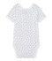 Body naissance fille manches courtes imprimé blanc ECUME/bleu MEDIEVAL