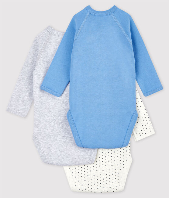 Lot de 3 bodies croisés manches longues bébé en coton biologique variante 2