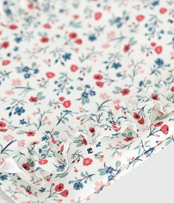 Maillot de bain bébé une pièce à volants, imprimé fleuri blanc MARSHMALLOW/blanc MULTICO