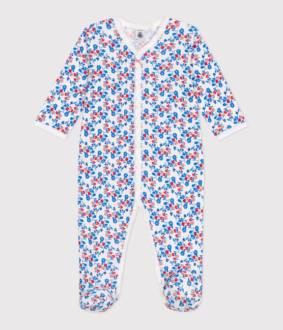 Pyjama bébé en coton fleuri blanc MARSHMALLOW/blanc MULTICO
