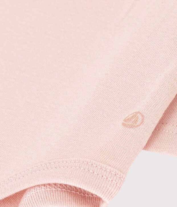 Body manches longues &agrave; collerette en coton b&eacute;b&eacute; rose
