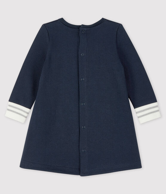 Robe manches longue bébé fille bleu SMOKING/blanc MARSHMALLOW