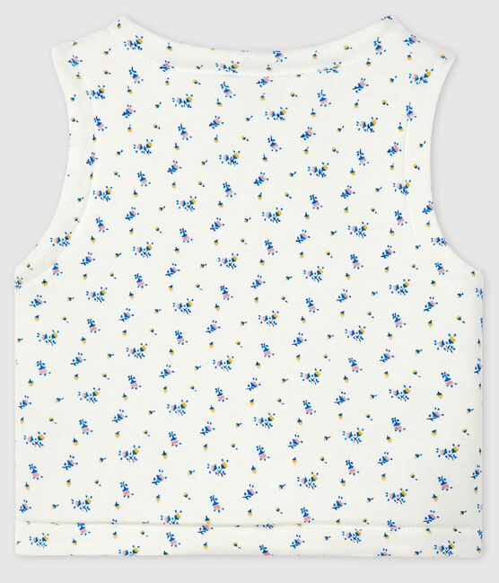Gilet sans manches bébé en coton biologique ouatinée blanc MARSHMALLOW+BLEU