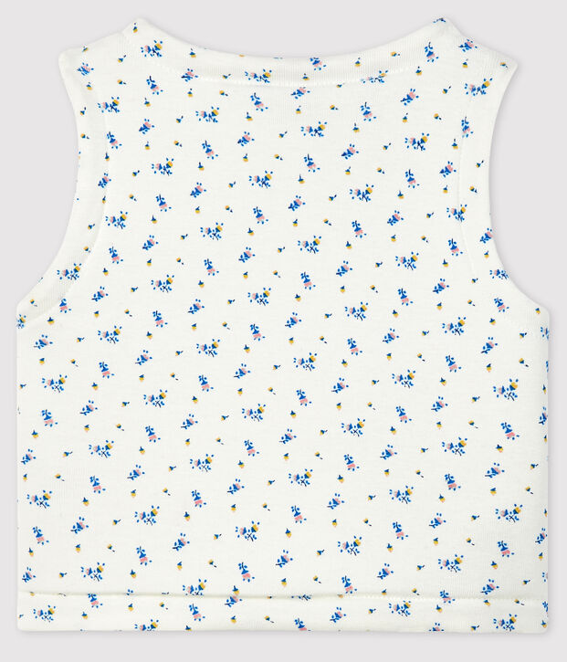 Gilet sans manches b&eacute;b&eacute; en coton biologique ouatin&eacute;e blanc/bleu