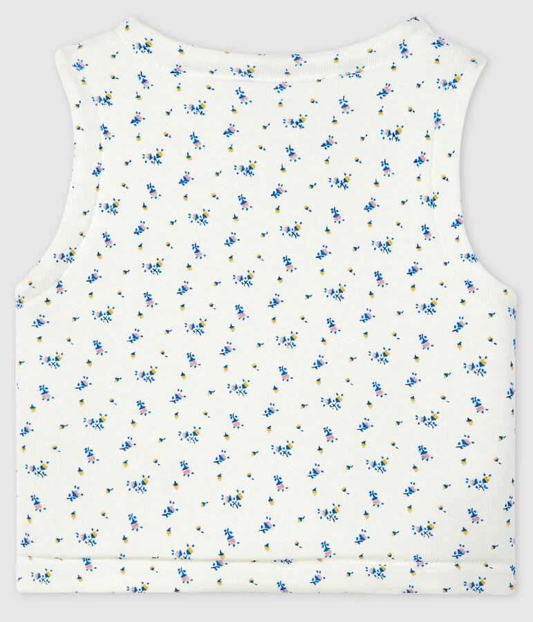 Gilet sans manches b&eacute;b&eacute; en coton biologique ouatin&eacute;e blanc MARSHMALLOW+BLEU