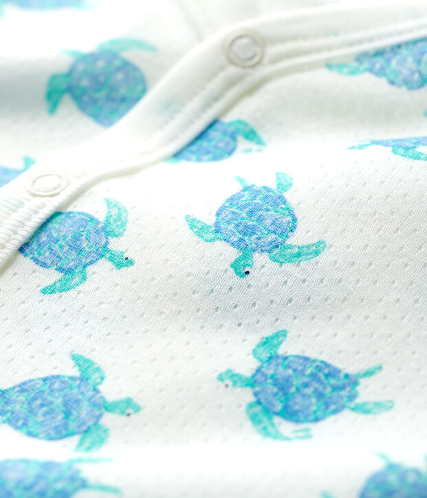 Combicourt tortues en coton ultra l&eacute;ger blanc/multicouleur