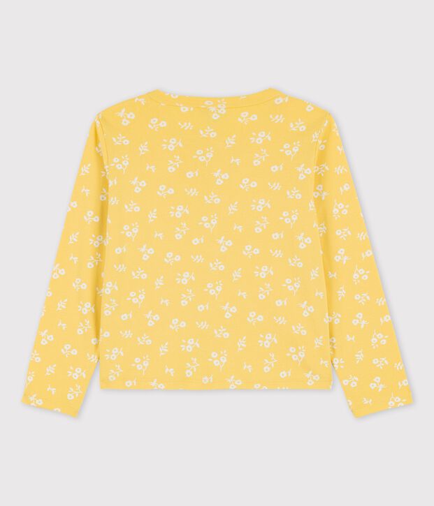 Cardigan imprim&eacute; en coton enfant fille jaune/blanc