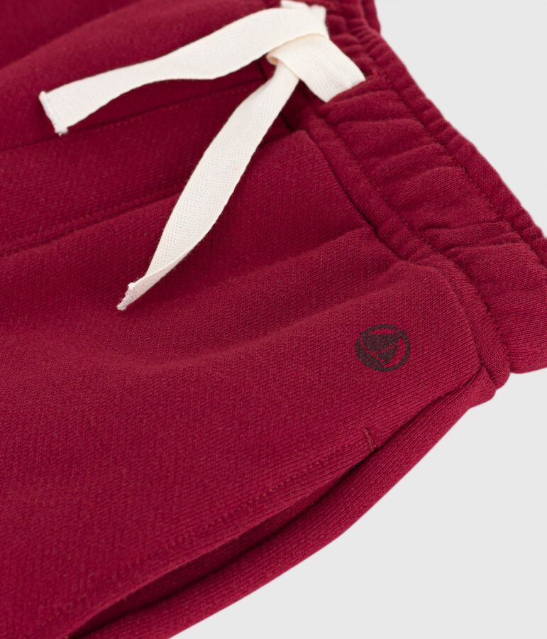 Pantalon de jogging enfant en coton uni rouge AMARANTE