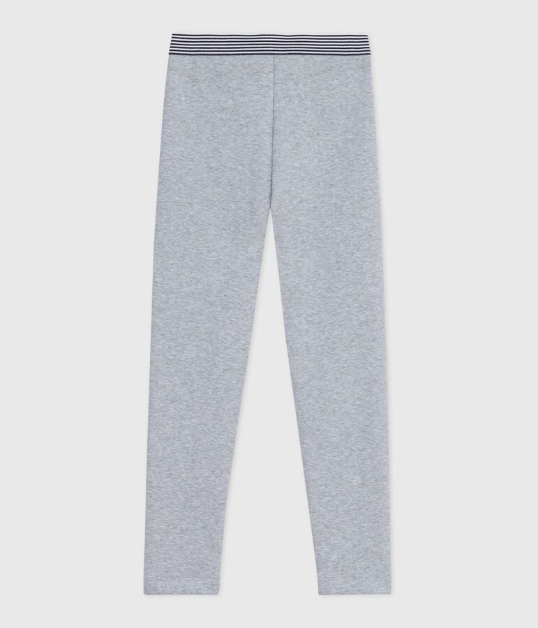 Pantalon esprit legging enfant en coton uni gris FUMEE CHINE