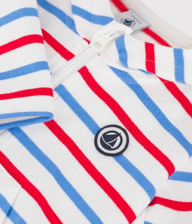 Sweatshirt &agrave; capuche ray&eacute; en jersey &eacute;pais b&eacute;b&eacute; blanc/multicouleur